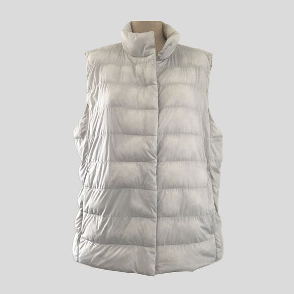 Uniqlo Beige Neutral Ulta Light Down Full Zip Womens Puffer Sleeveless Vest - L - Picture 1 of 9